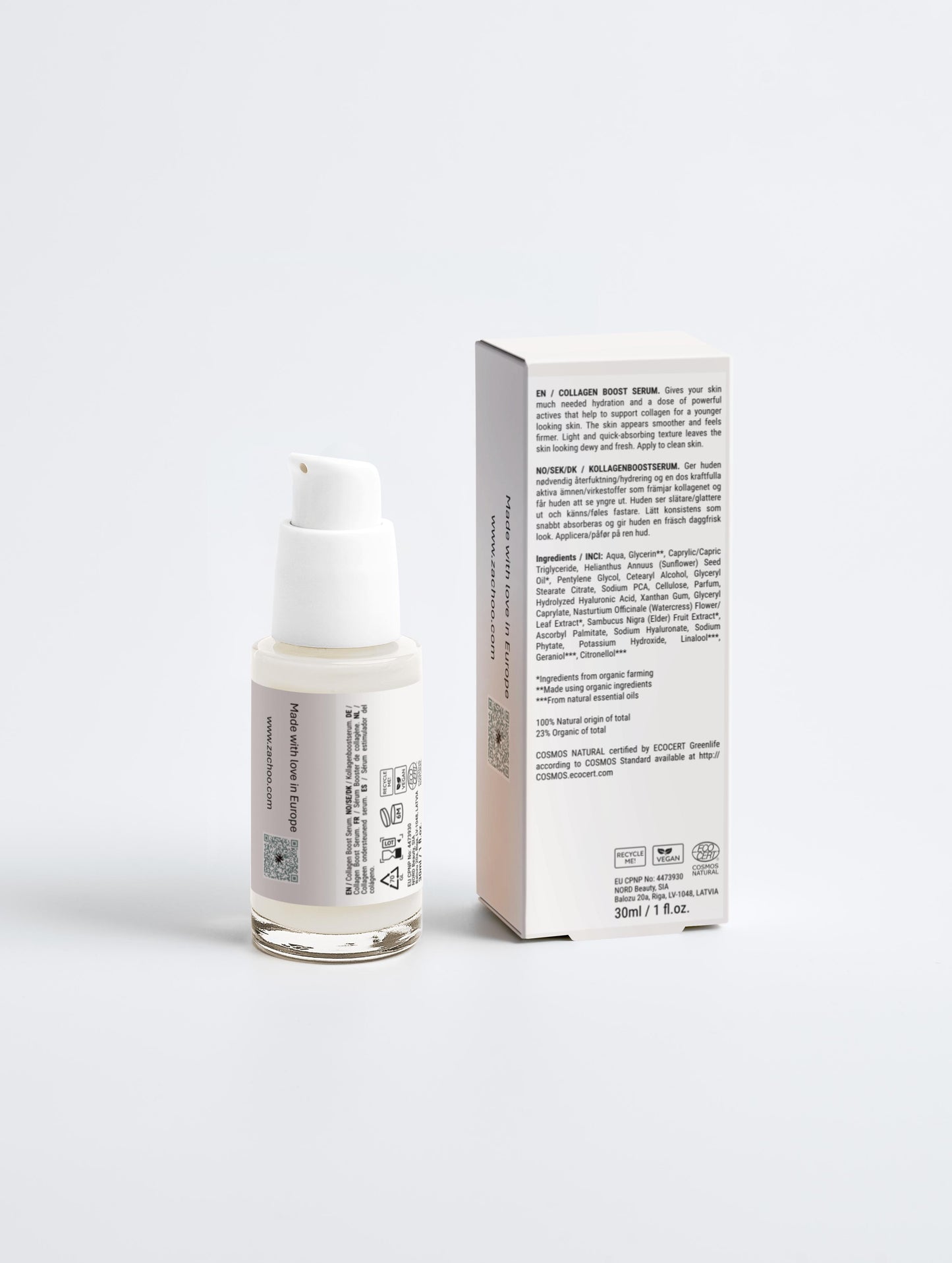 Sérum Booster Collagène & Acide Hyaluronique - Fermeté & Éclat - 100% Naturel - Certifié Ecocert - 30ml | Zachoo