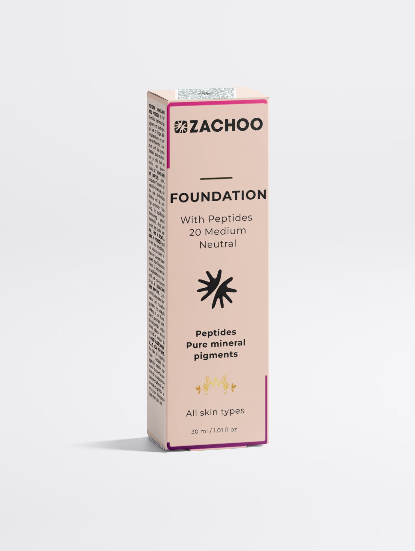 Fond de Teint Naturel aux Peptides – Effet Seconde Peau & Hydratation – 20 Medium Neutral – 30ml | Zachoo