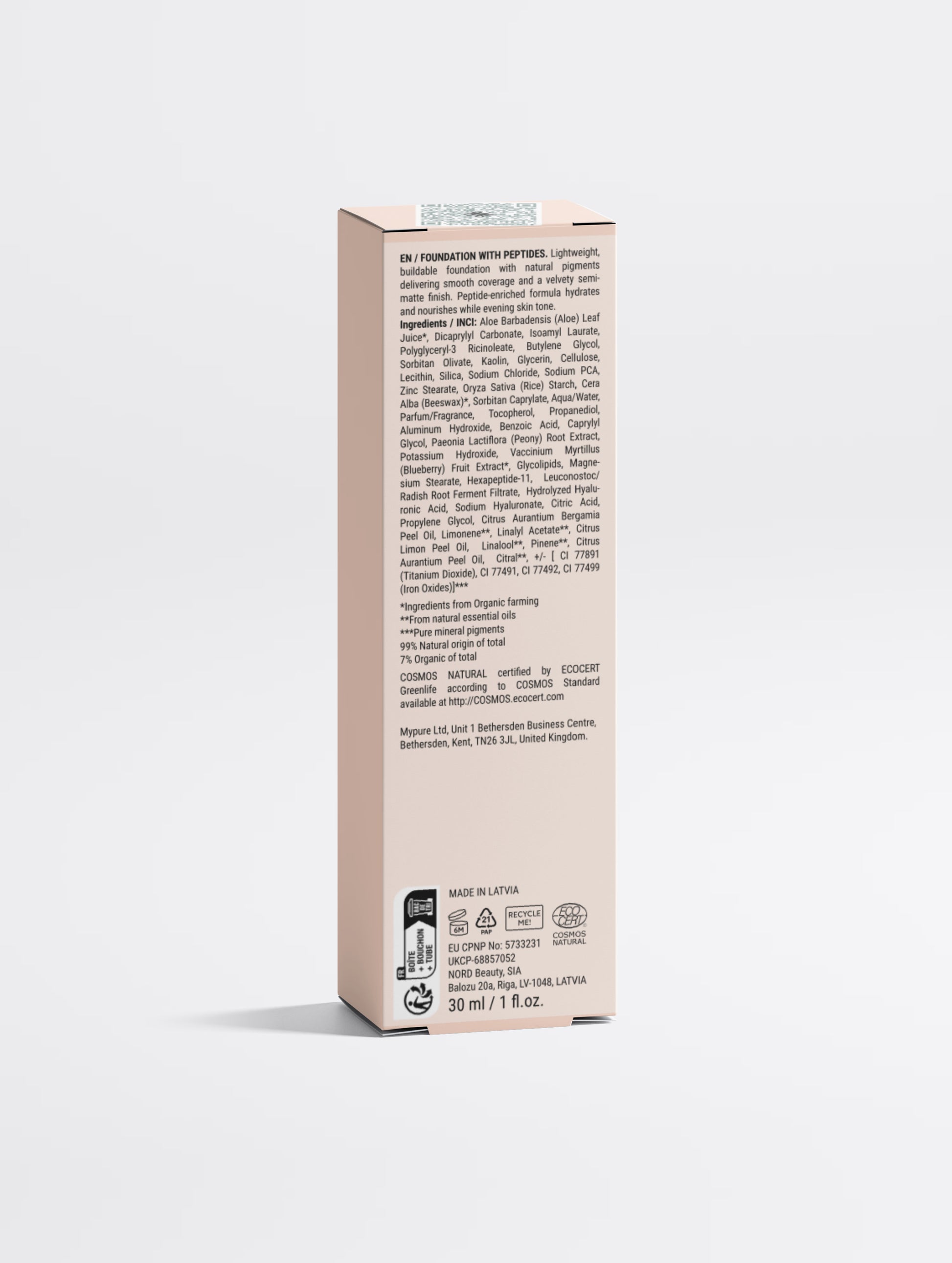 Fond de Teint Naturel aux Peptides – Effet Seconde Peau & Hydratation – 35 Tan Warm– 30ml | Zachoo