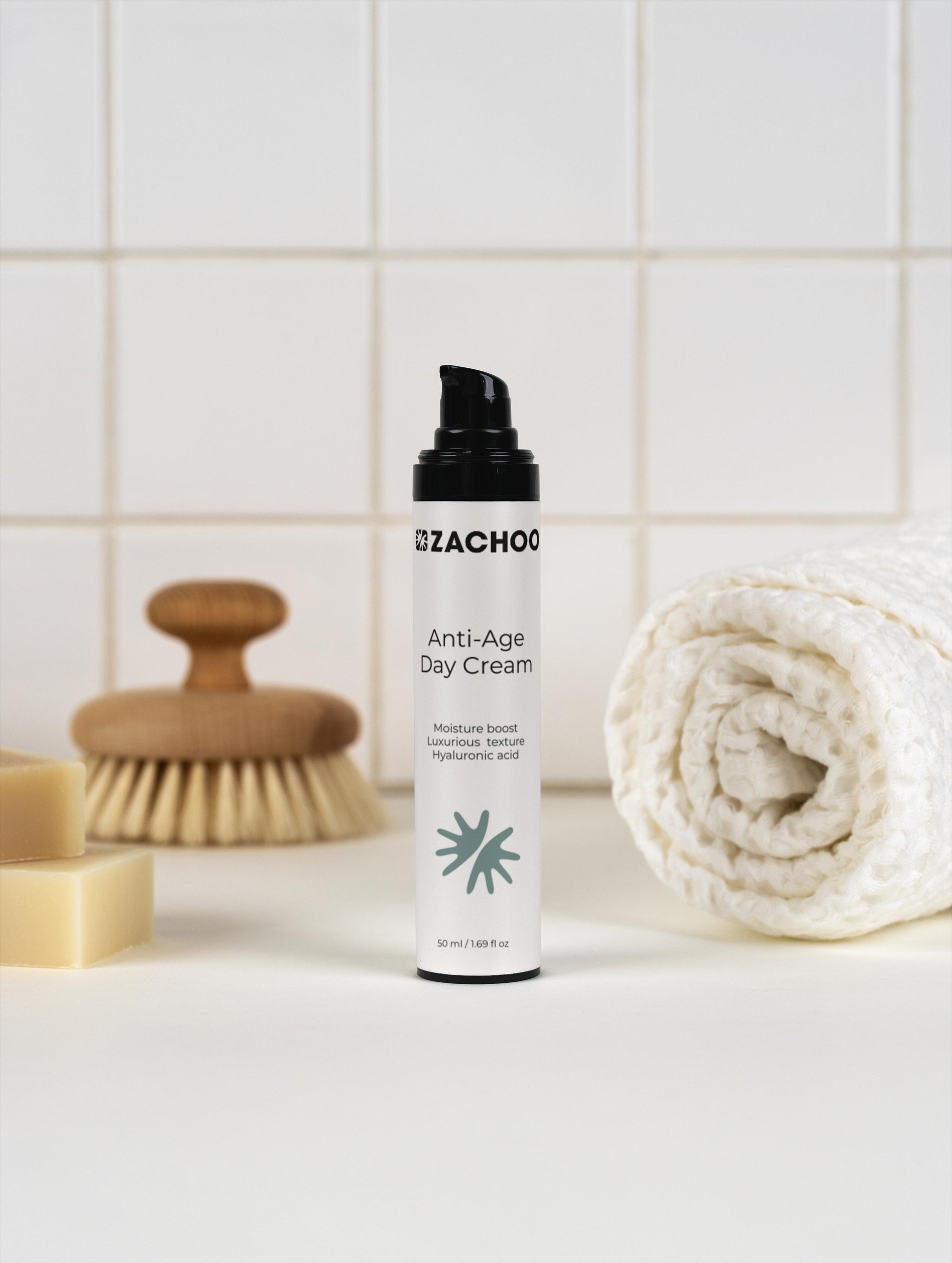 Crème Anti‑Âge de Jour – Rides, Fermeté & Éclat – 100 % Naturelle – Actif Marin & Acide Hyaluronique – 50 ml | Zachoo