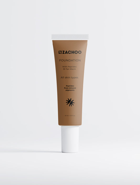 Fond de Teint Naturel aux Peptides – Effet Seconde Peau & Hydratation – 35 Tan Warm– 30ml | Zachoo