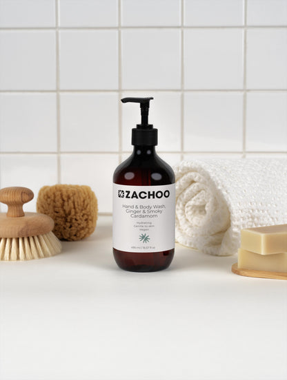 Gel Lavant Mains & Corps Gingembre & Cardamome Fumée - Hydratant & Doux - Certifié Ecocert - Bio - 490ml | Zachoo