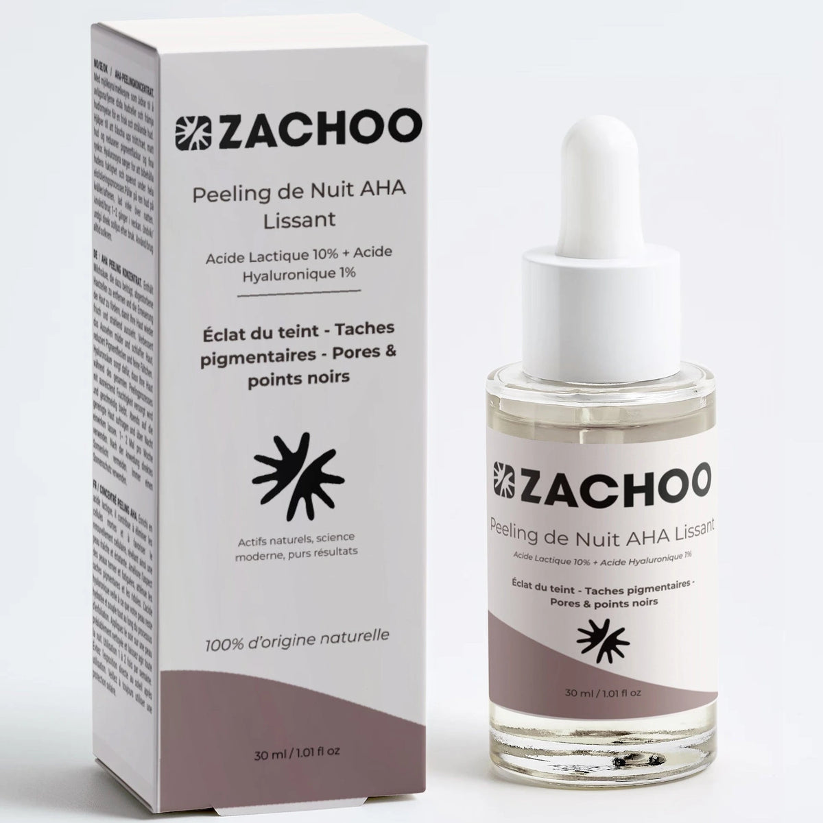 AHA Peeling Peau Sensible - 10% Acide Lactique - Éclat & Anti-Taches - Exfoliant 100 % Naturel | Zachoo