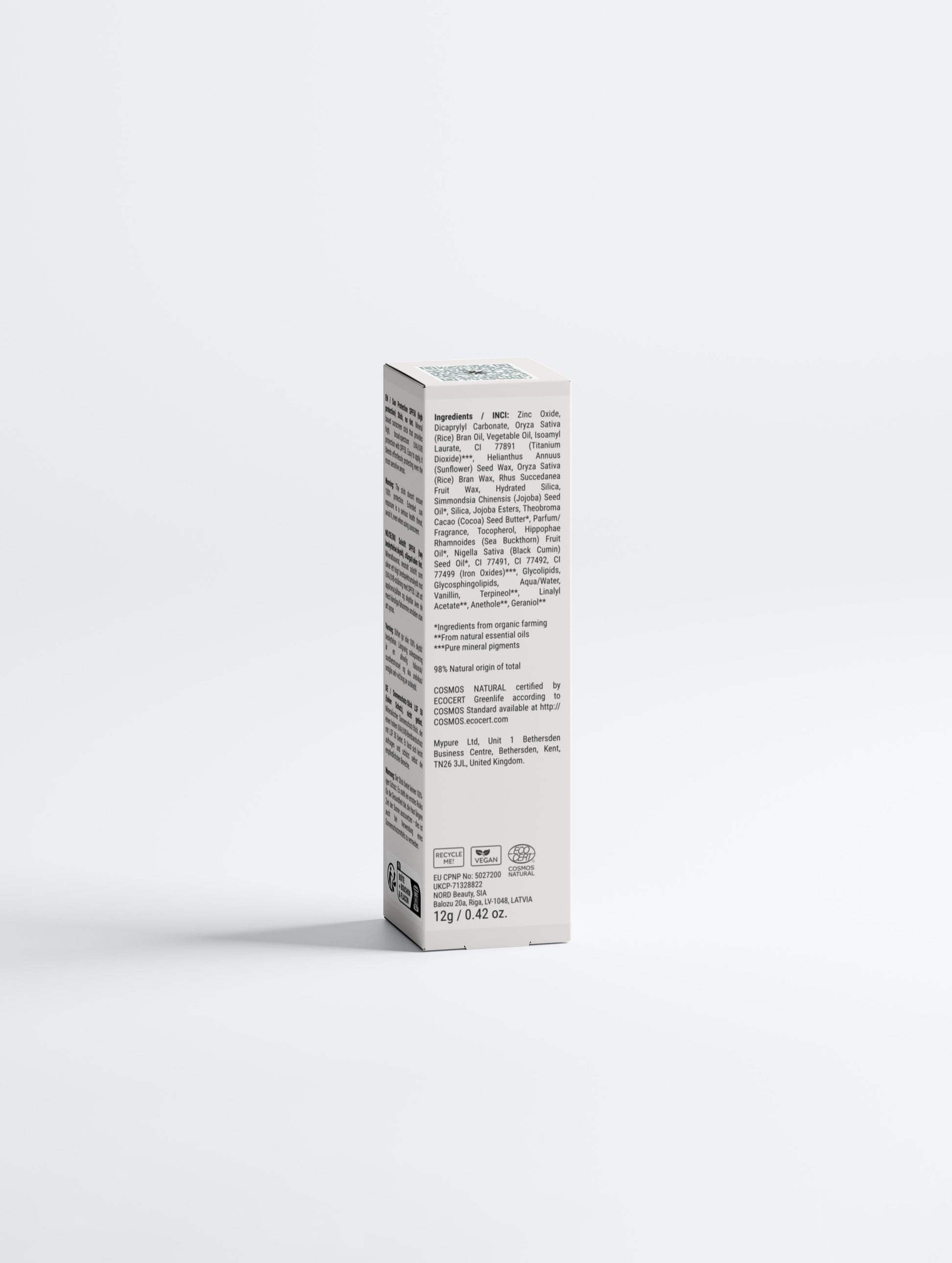 Stick Solaire Minéral SPF50 – Haute Protection UVA/UVB – Visage & Zones Sensibles - Sans Teinte – Certifié Ecocert | Zachoo
