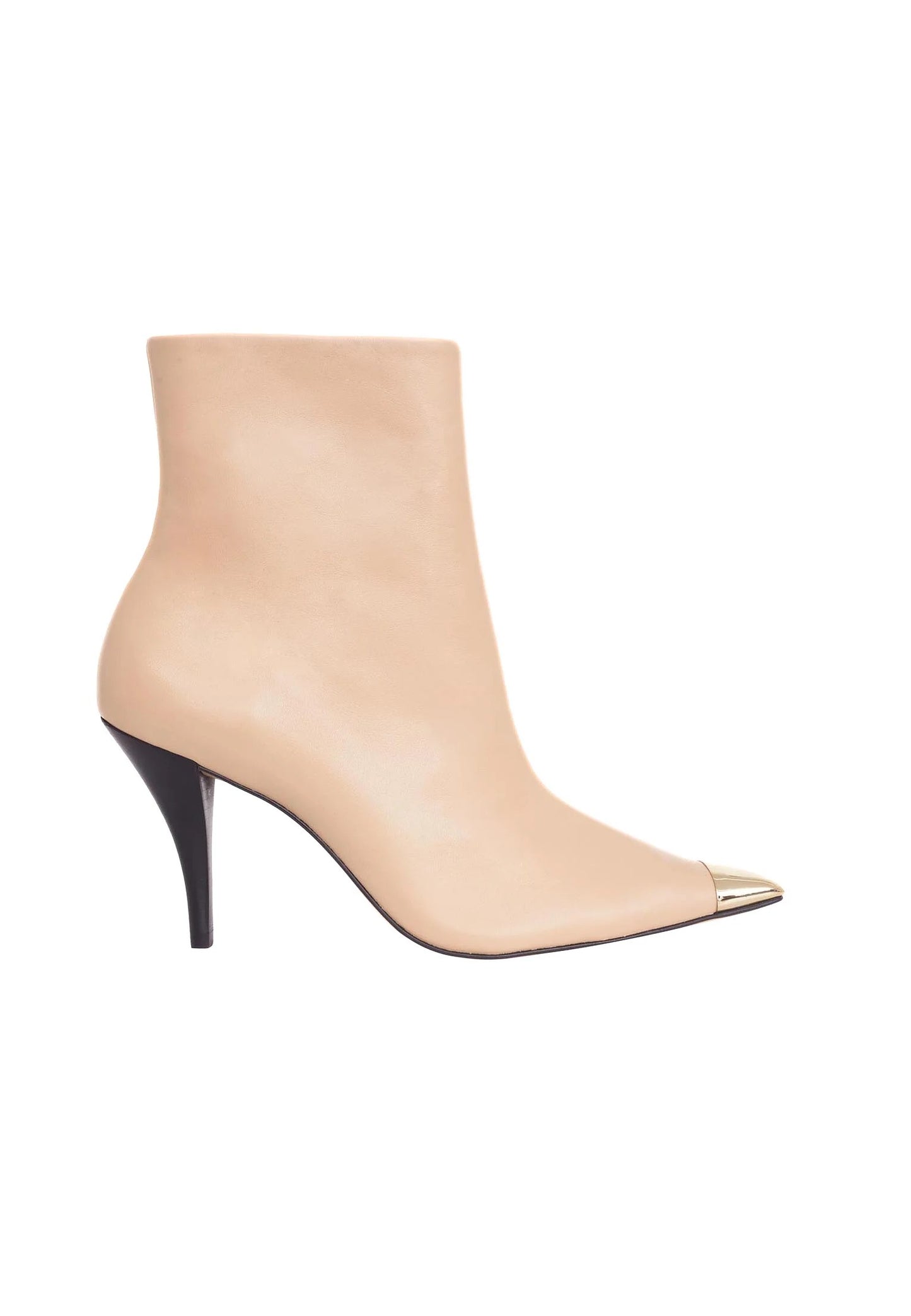 Bottines femme en cuir de veau beige avec talon 8,7 cm – Inga | Zachoo