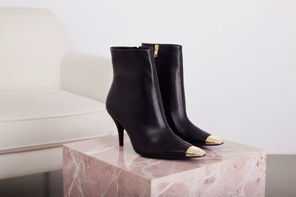 Bottines femme en cuir de veau noir avec talon 8,7 cm – Aurelia | Zachoo