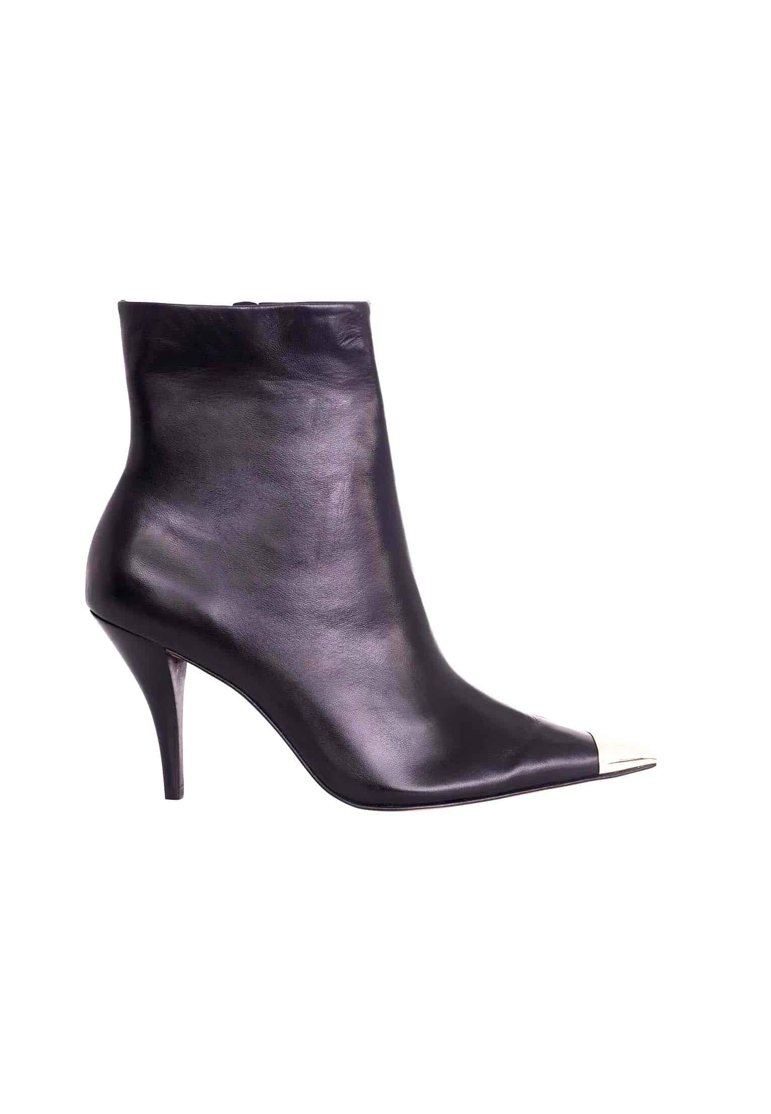 Bottines femme en cuir de veau noir avec talon 8,7 cm – Aurelia | Zachoo