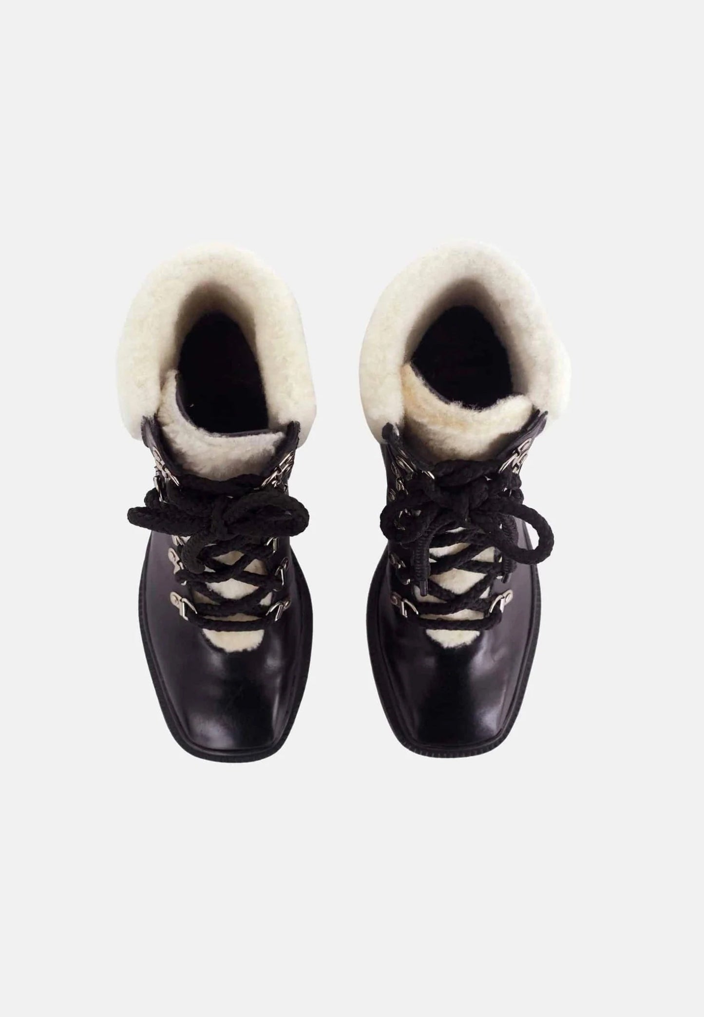 Bottes femme de combat en cuir de veau noir avec détails en peau de mouton – Cassia | Zachoo
