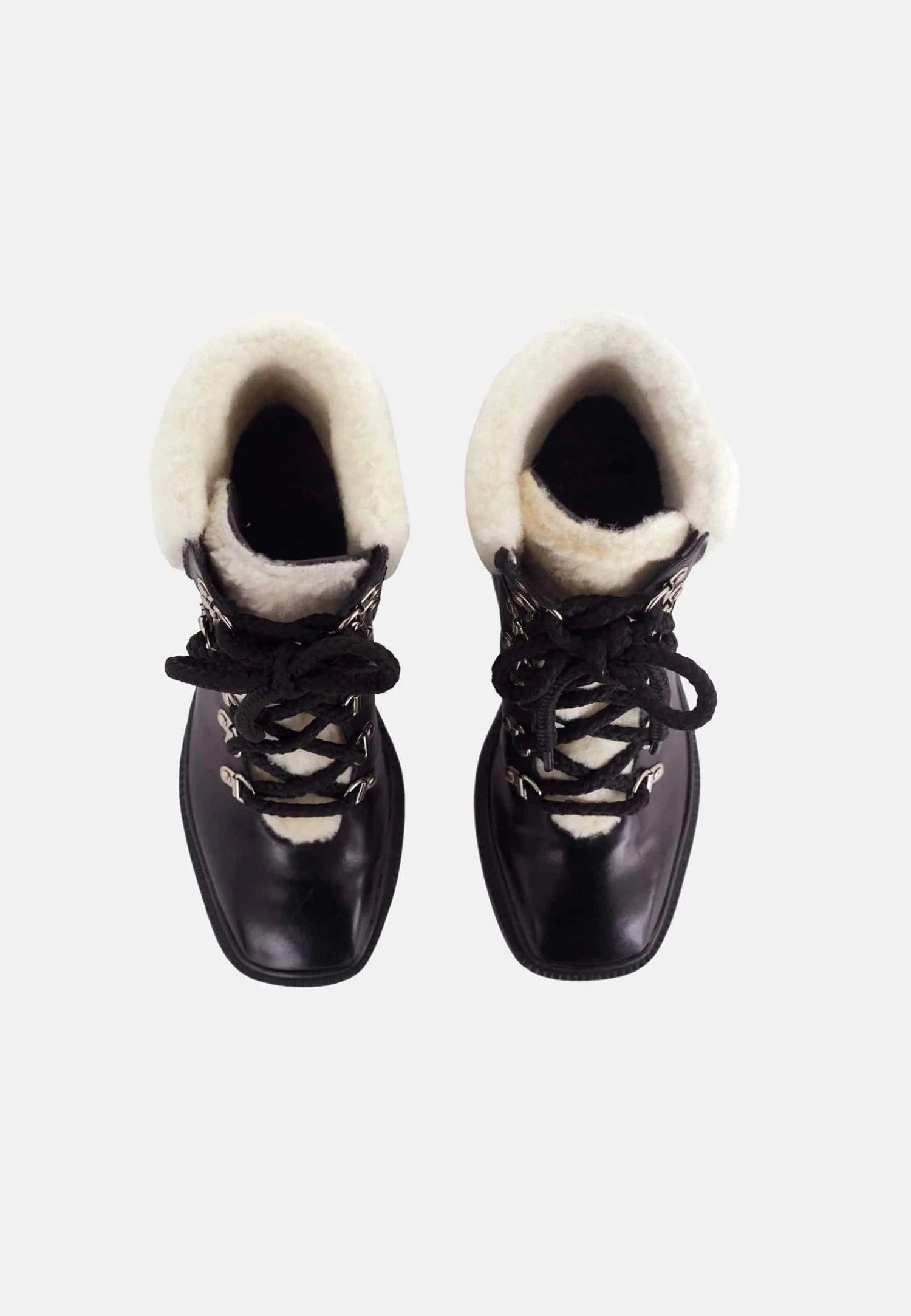 Bottes femme de combat en cuir de veau noir avec détails en peau de mouton – Cassia | Zachoo
