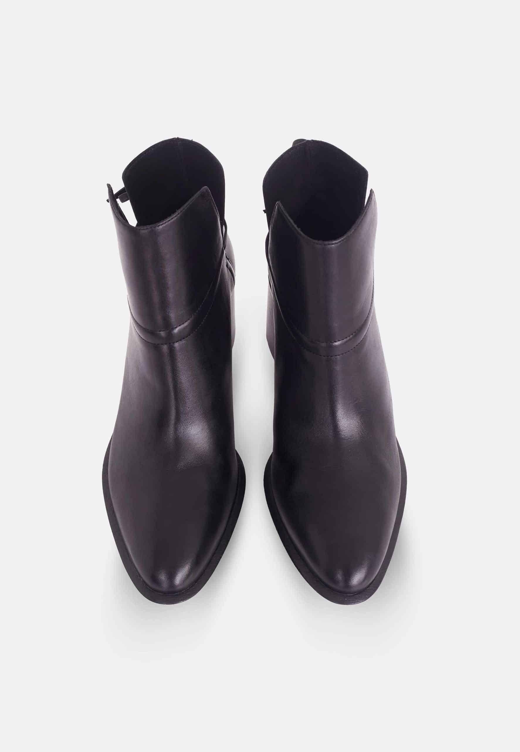 Bottines femme en cuir noir – Attalea | Zachoo