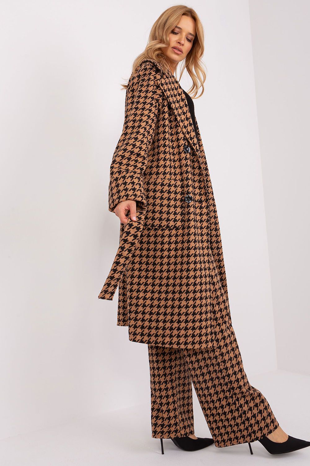 Manteau femme brun mi-long en coton stretch - Peplia | Zachoo