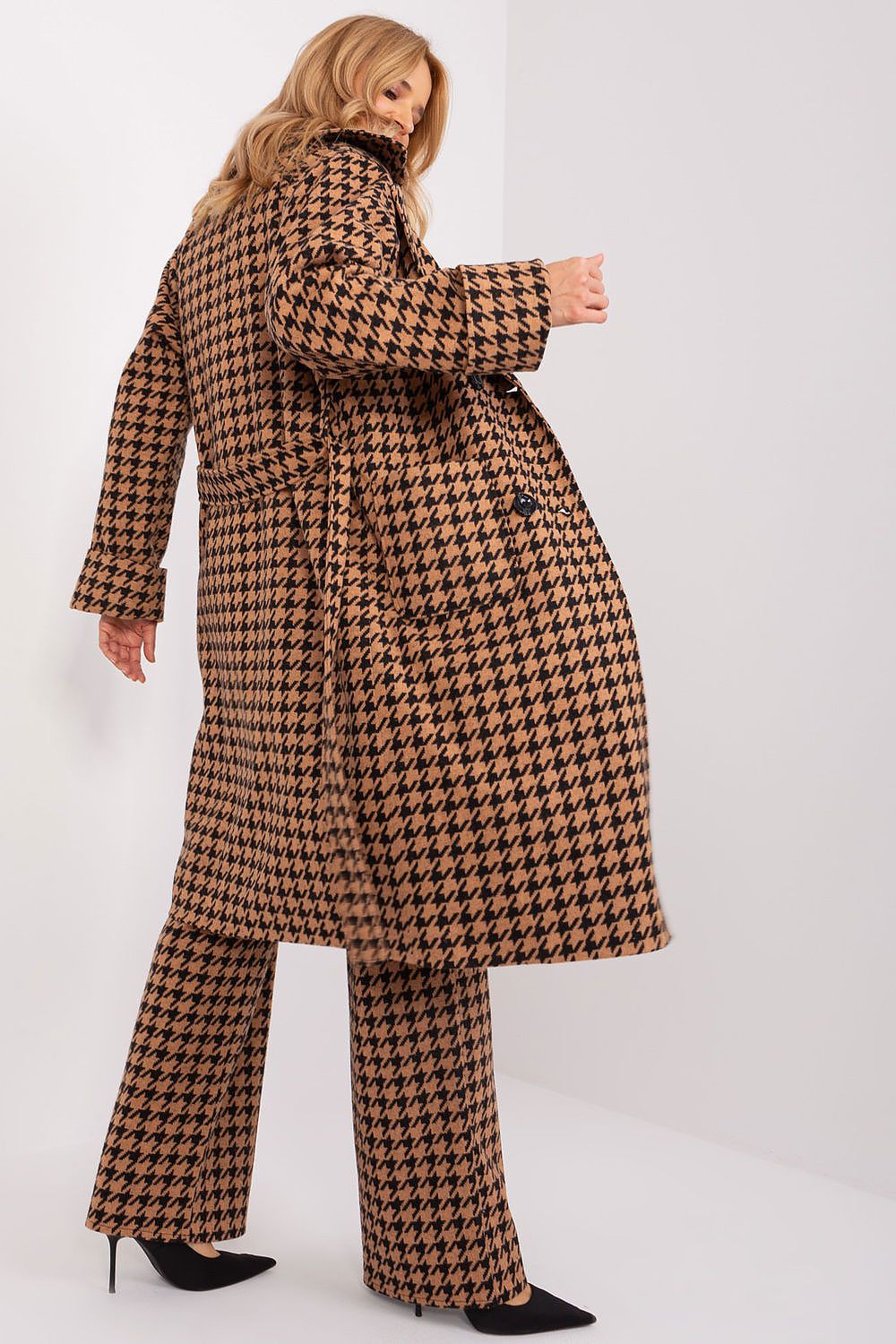 Manteau femme brun mi-long en coton stretch - Peplia | Zachoo