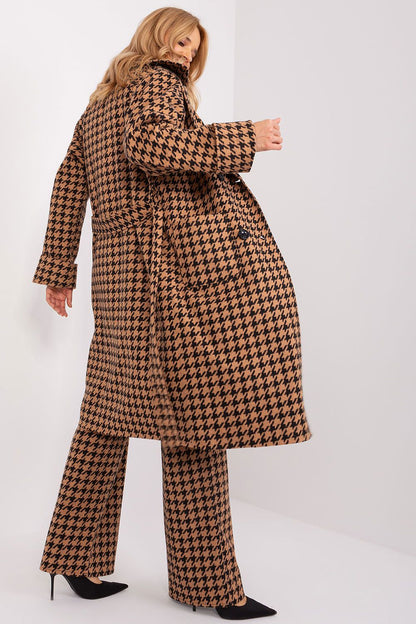 Manteau femme brun mi-long en coton stretch - Peplia | Zachoo