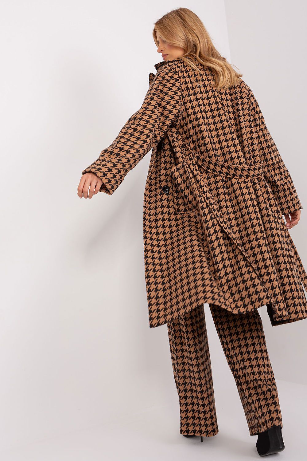 Manteau femme brun mi-long en coton stretch - Peplia | Zachoo