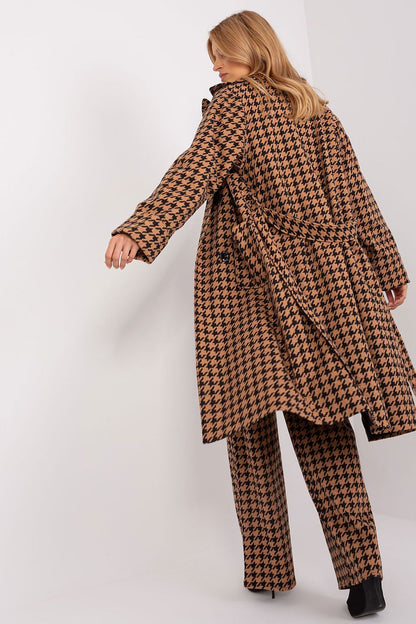 Manteau femme brun mi-long en coton stretch - Peplia | Zachoo