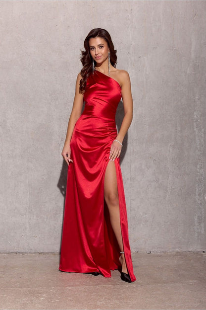 Robe longue satinée Inezava rouge | Zachoo