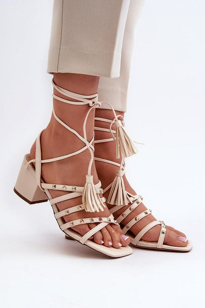 Sandales à talons Élégance Audacieuse beige | Zachoo