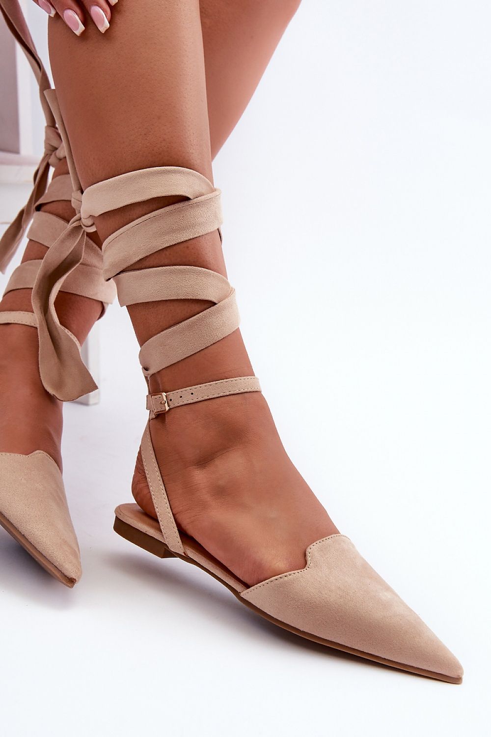 Ballerines élégantes en éco-suède avec bout pointu pour un look raffiné