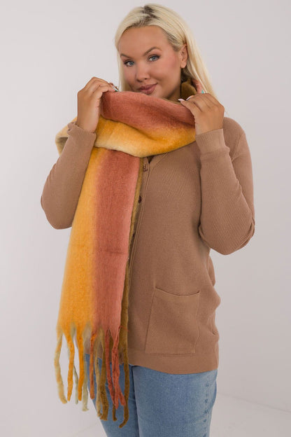 Écharpe femme en polyester avec pompons – Liora orange universelle | Zachoo