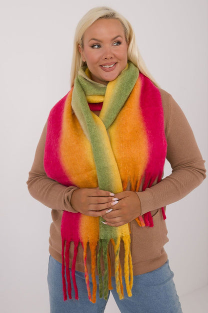 Écharpe femme en polyester avec pompons – Liora vert 2 universelle | Zachoo