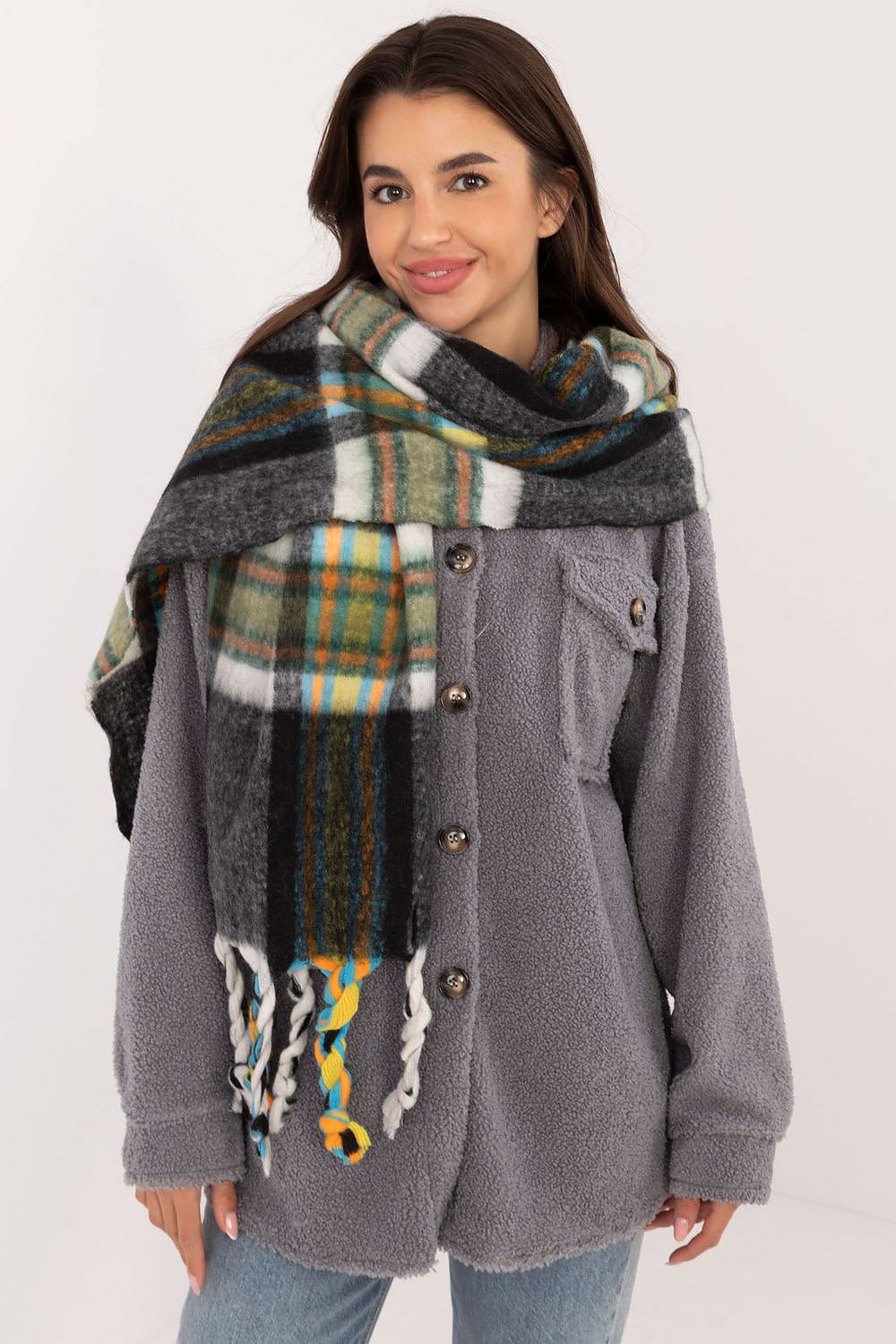 Foulard femme en polyester à carreaux – Amelya noir universelle | Zachoo