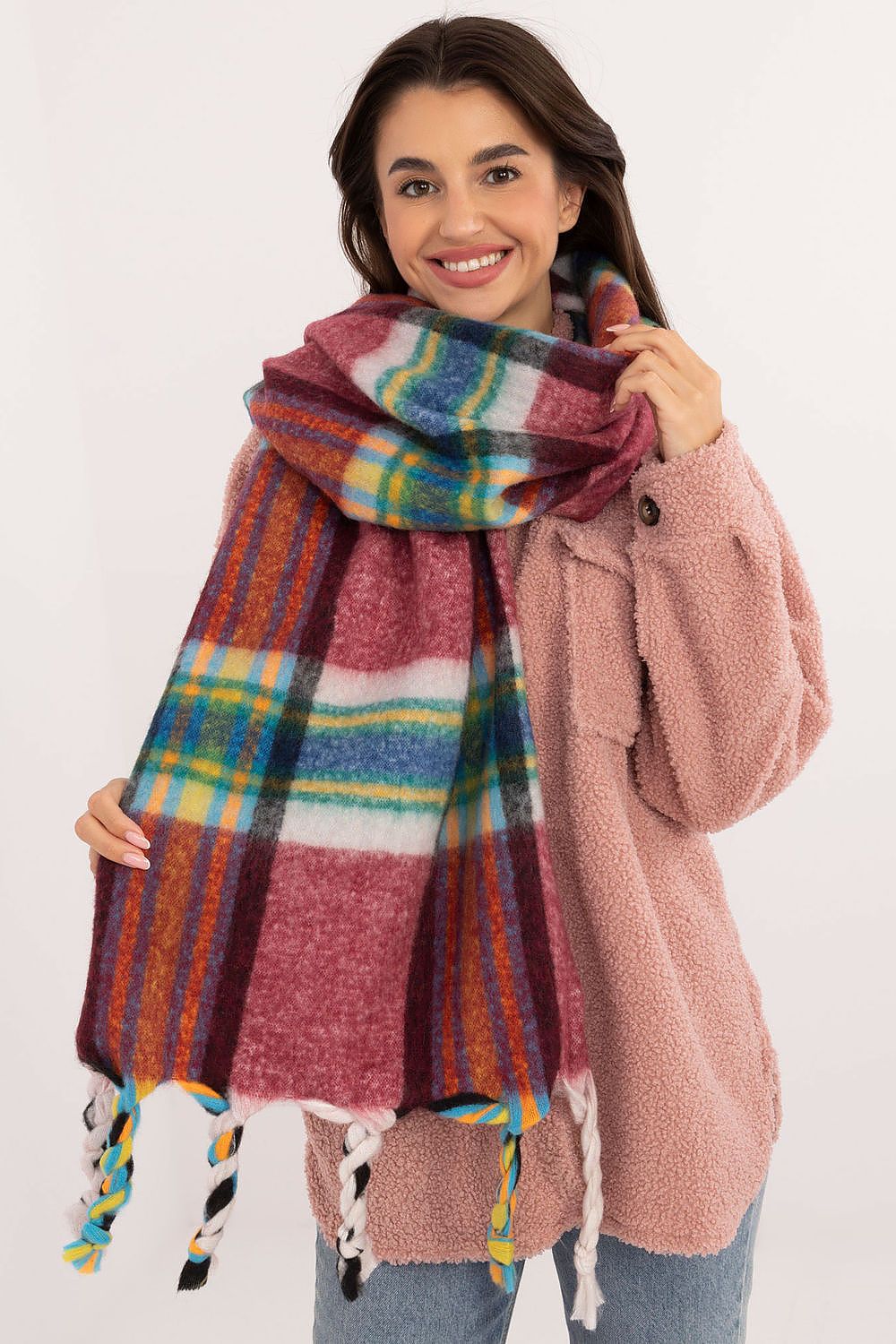 Foulard femme en polyester à carreaux – Amelya rouge universelle | Zachoo
