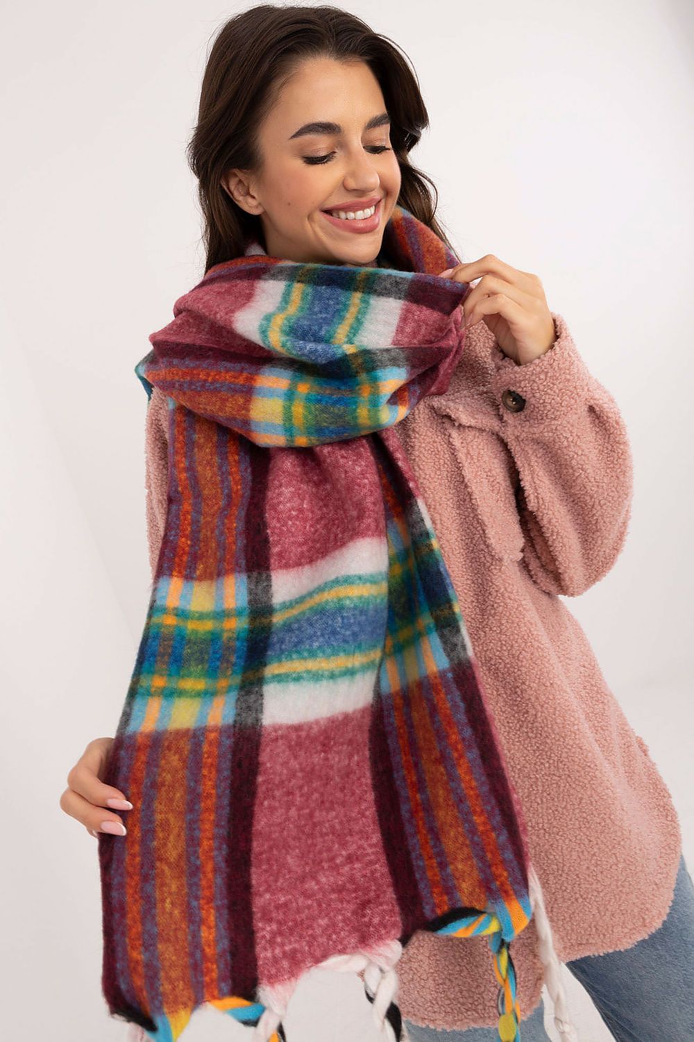 Foulard femme en polyester à carreaux – Amelya | Zachoo