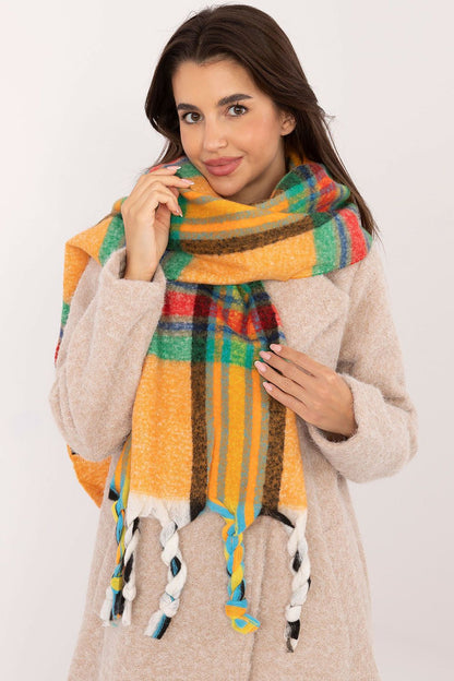 Foulard femme en polyester à carreaux – Amelya orange universelle | Zachoo