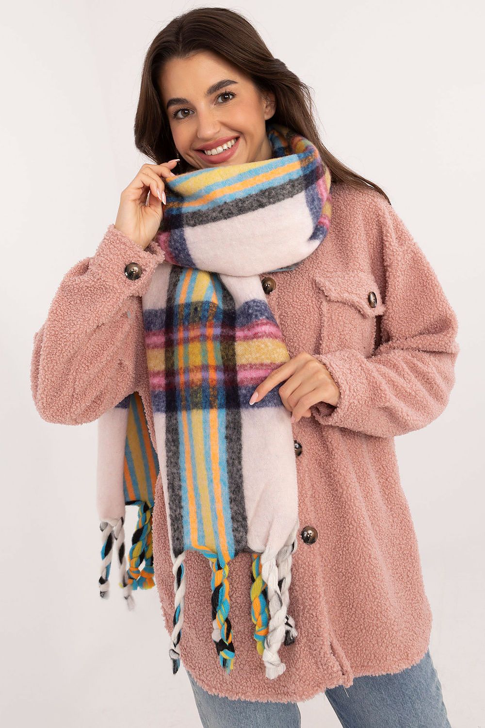 Foulard femme en polyester à carreaux – Amelya rosé universelle | Zachoo