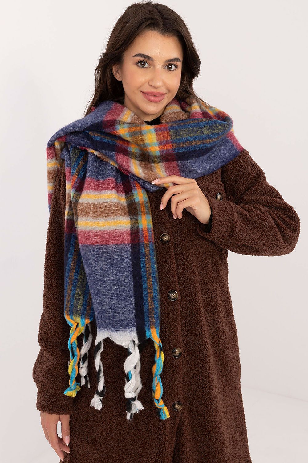 Foulard femme en polyester à carreaux – Amelya bleu marine universelle | Zachoo