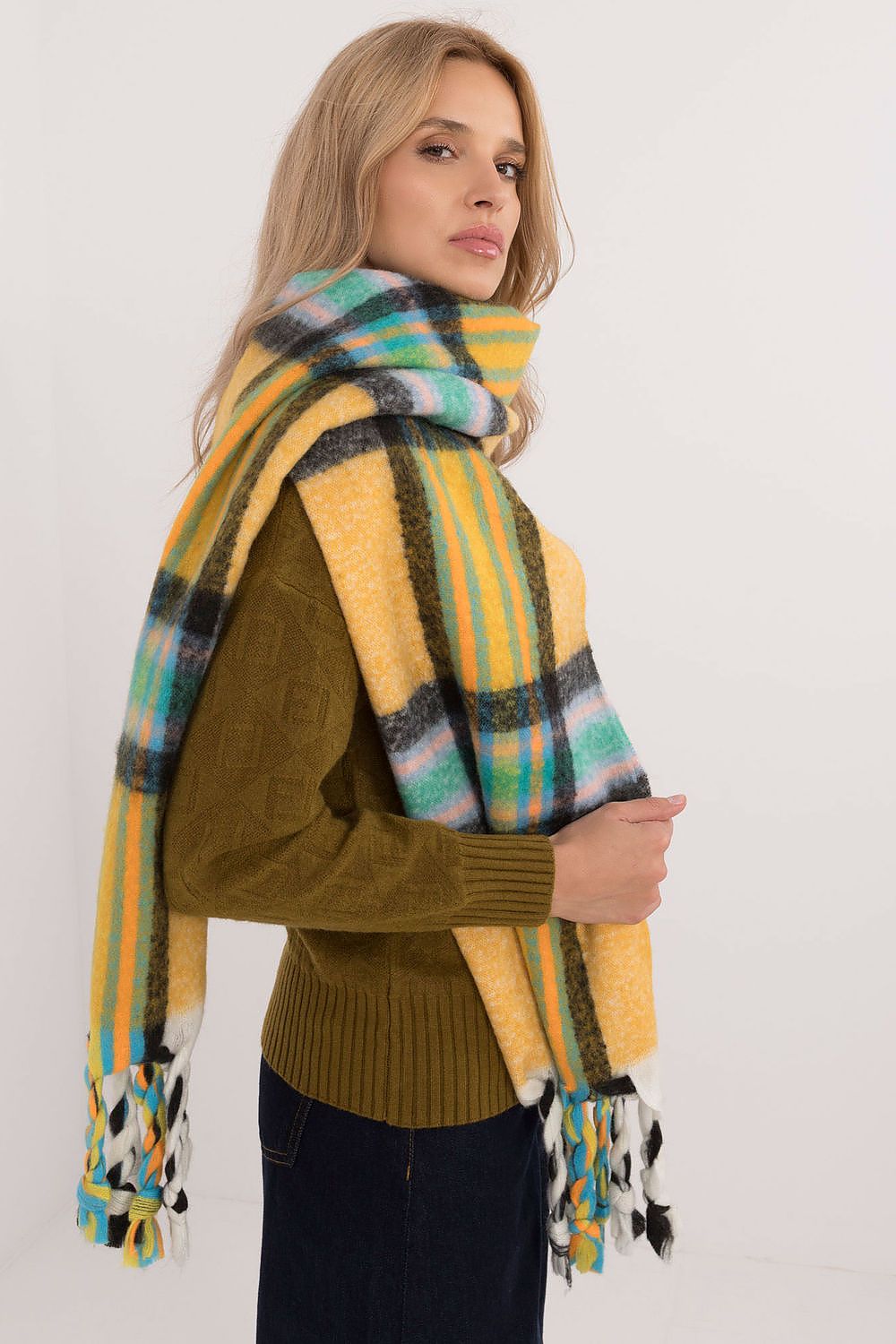 Foulard femme en polyester à carreaux – Amelya | Zachoo
