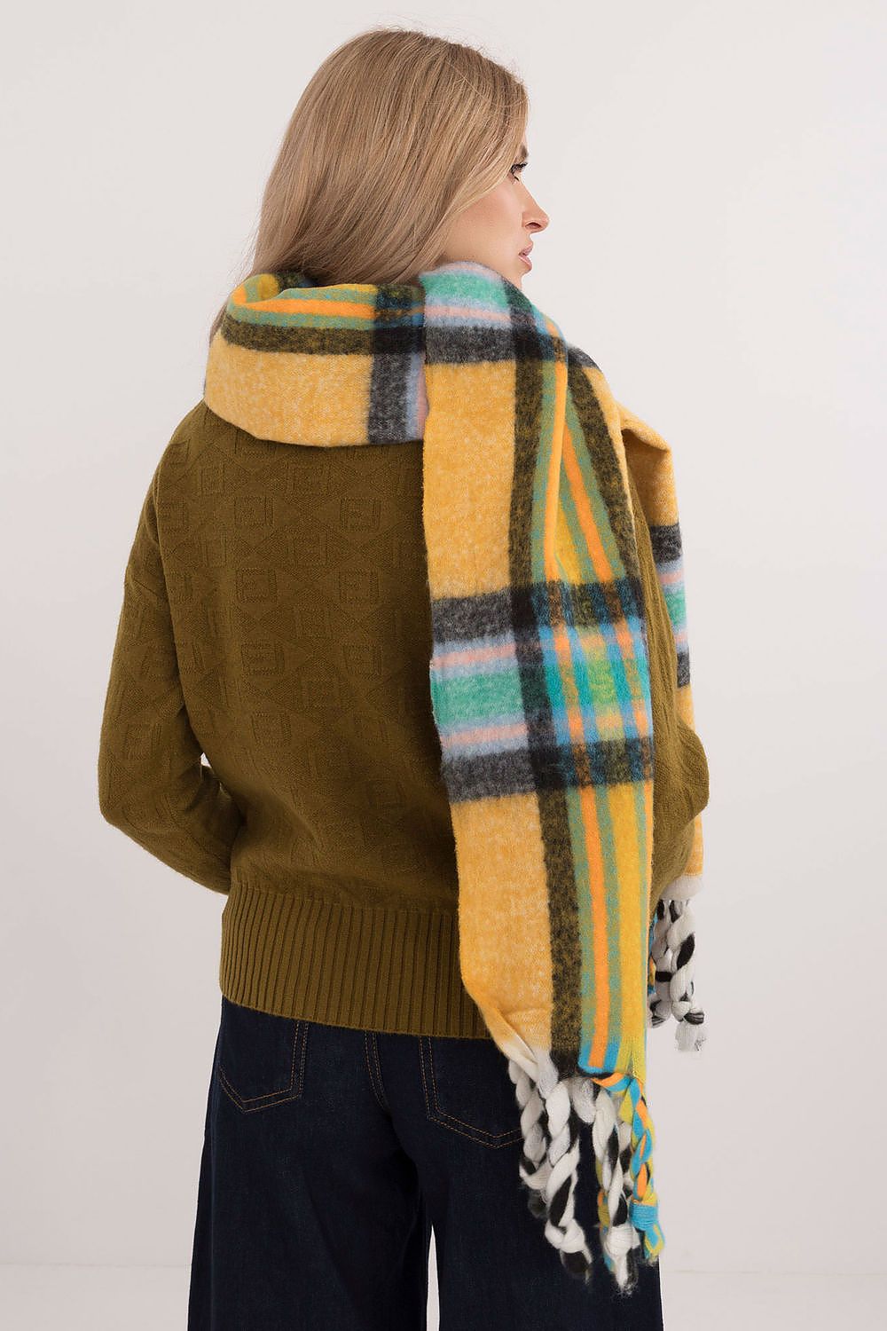 Foulard femme en polyester à carreaux – Amelya | Zachoo