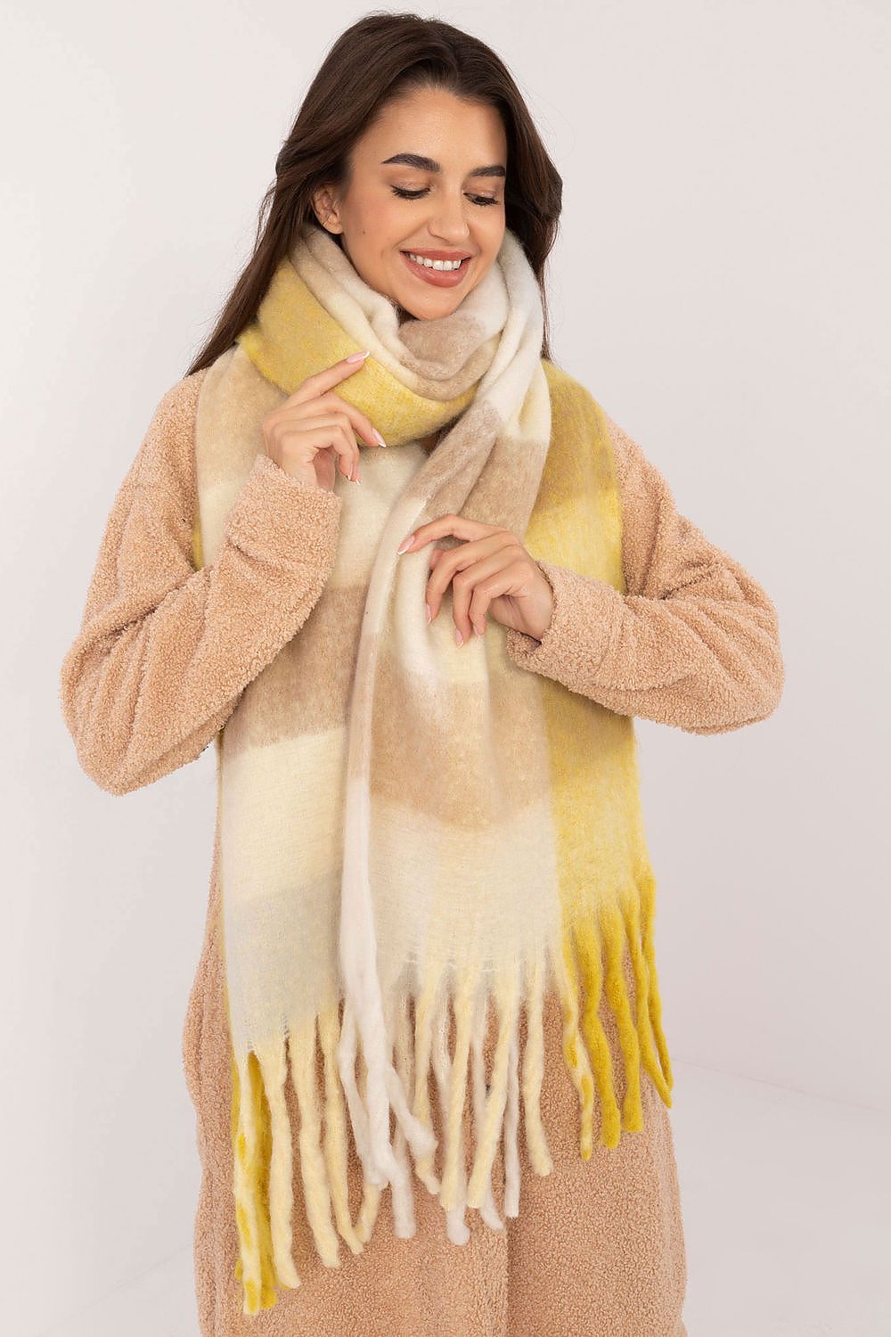 Foulard femme à carreaux – Carlezzia jaune universelle | Zachoo