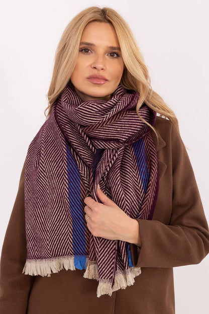 Écharpe femme en viscose à rayures – Nelya rouge universelle | Zachoo