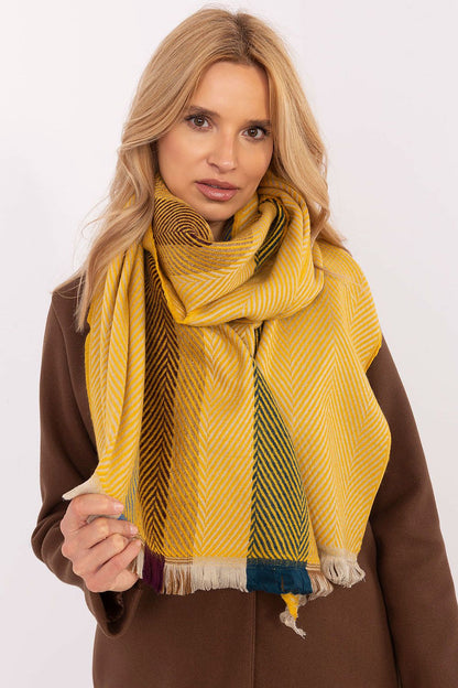 Écharpe femme en viscose à rayures – Nelya jaune universelle | Zachoo