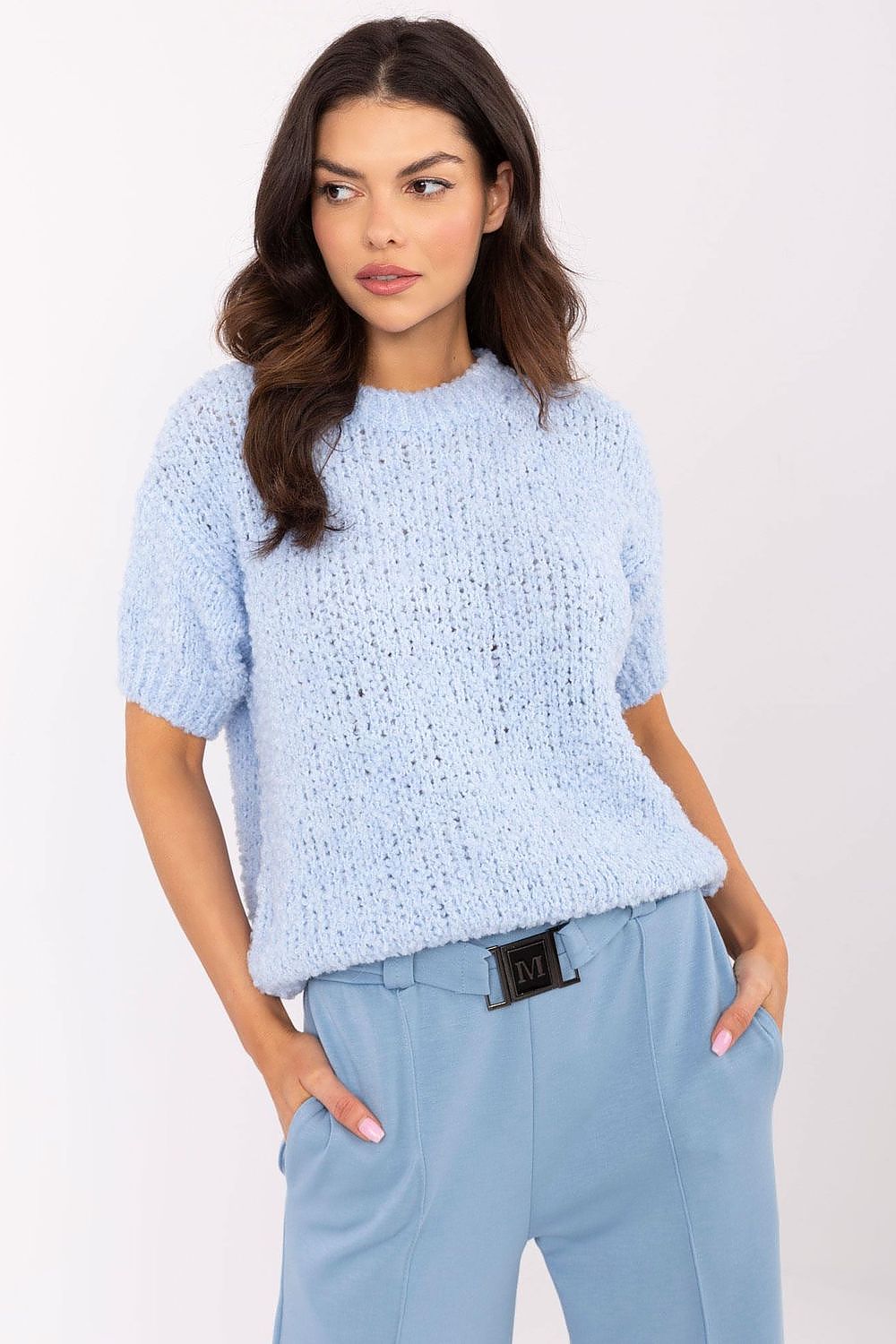 Pull à manches courtes Silavena bleu universelle | Zachoo