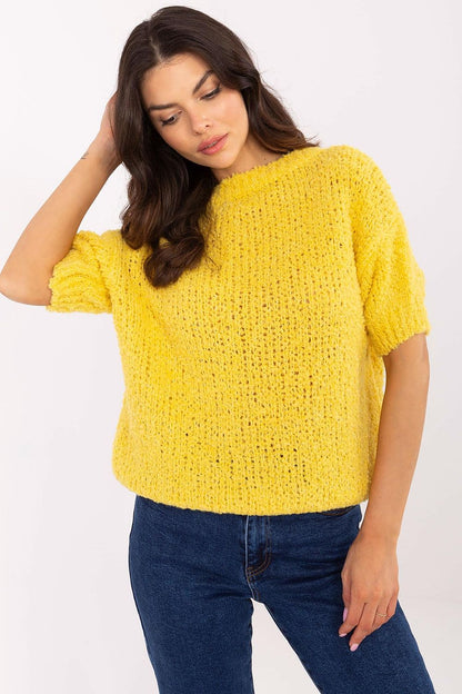 Pull à manches courtes Silavena jaune universelle | Zachoo