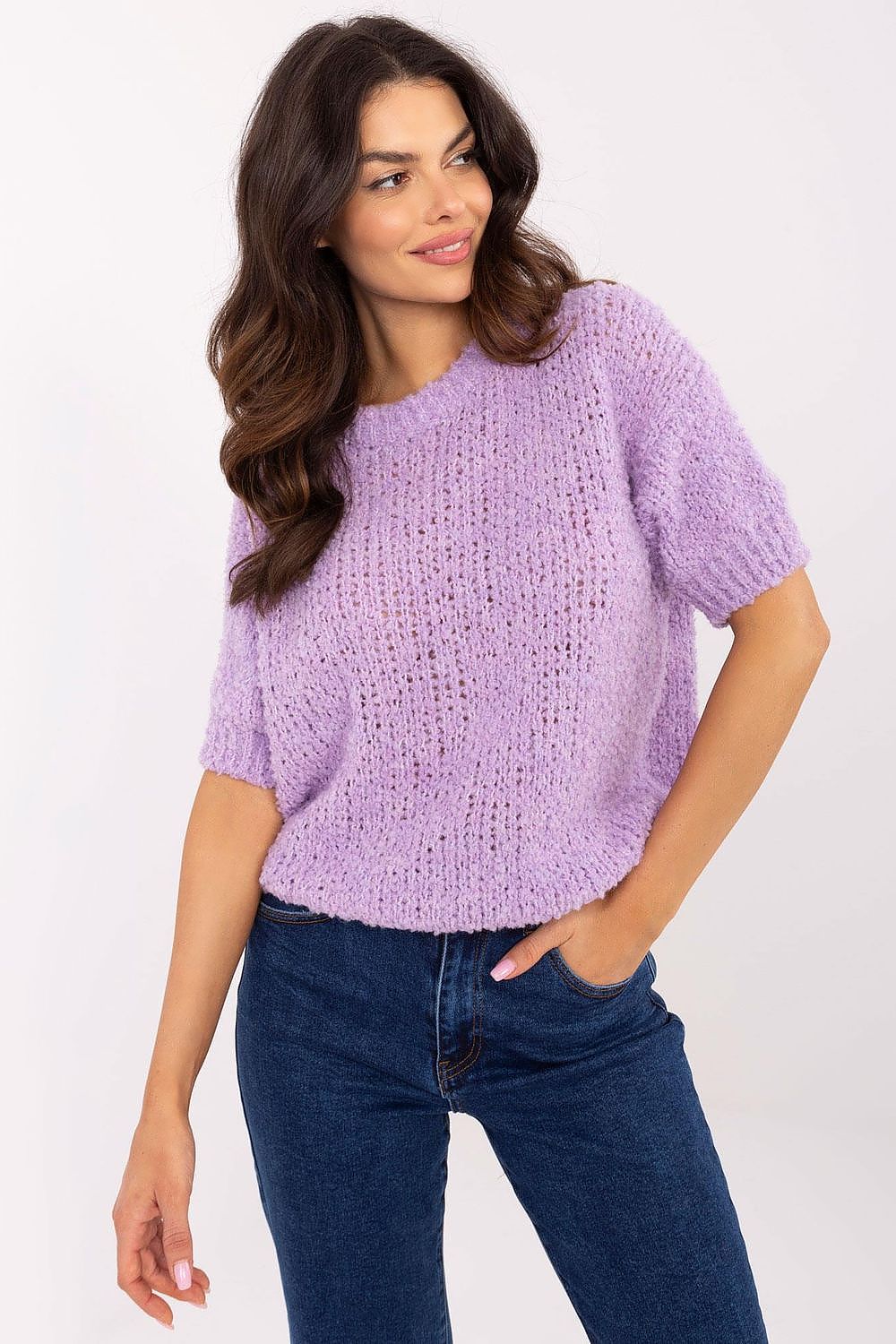 Pull à manches courtes Silavena violet universelle | Zachoo