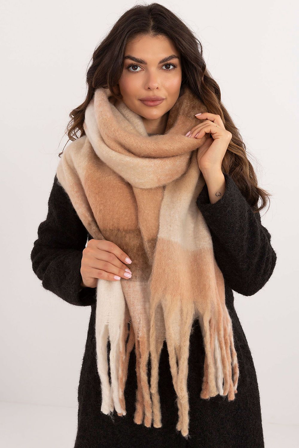 Foulard femme à carreaux – Carlezzia brun universelle | Zachoo
