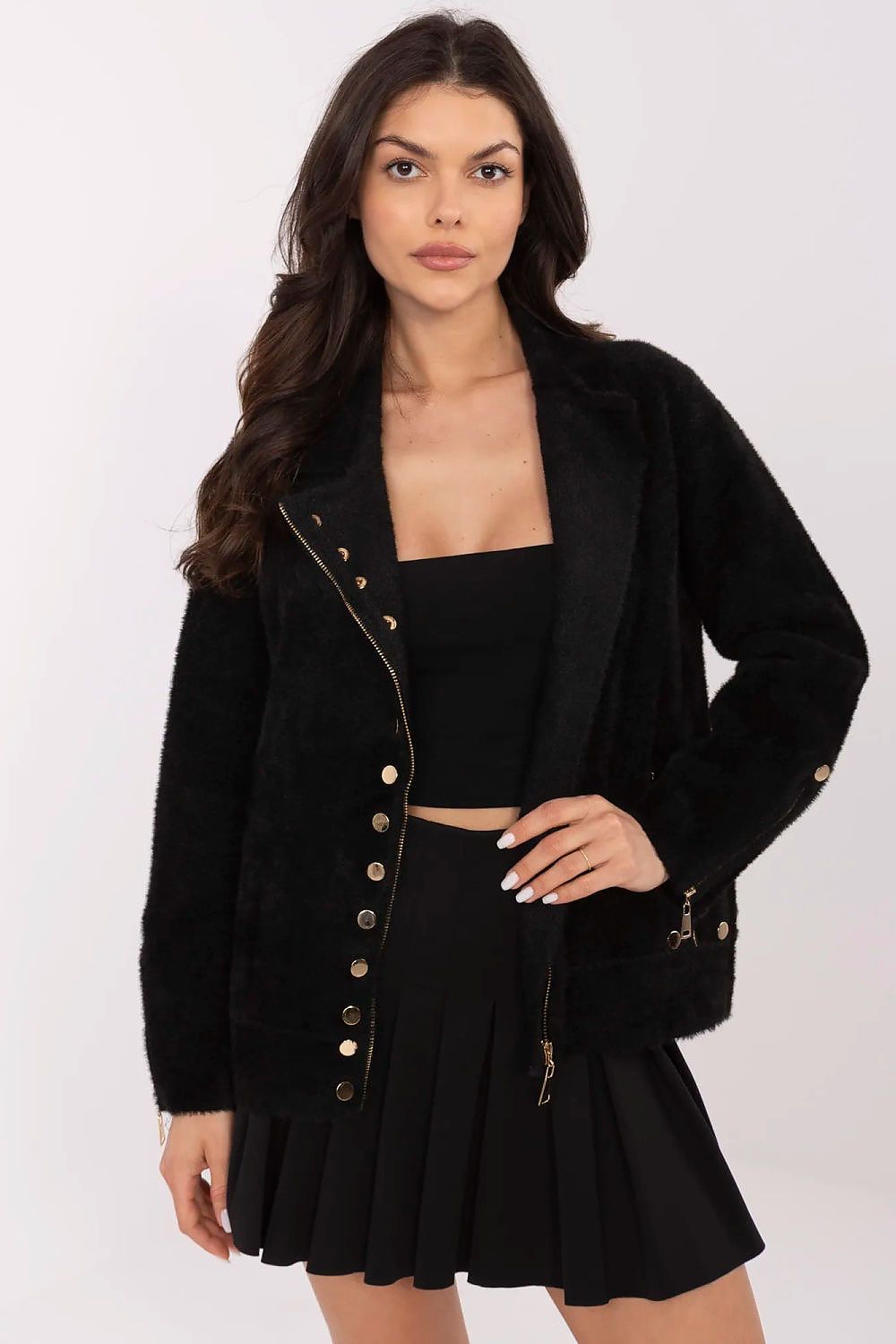 Veste fluide col montant femme – Veste Éclipse noir universelle | Zachoo