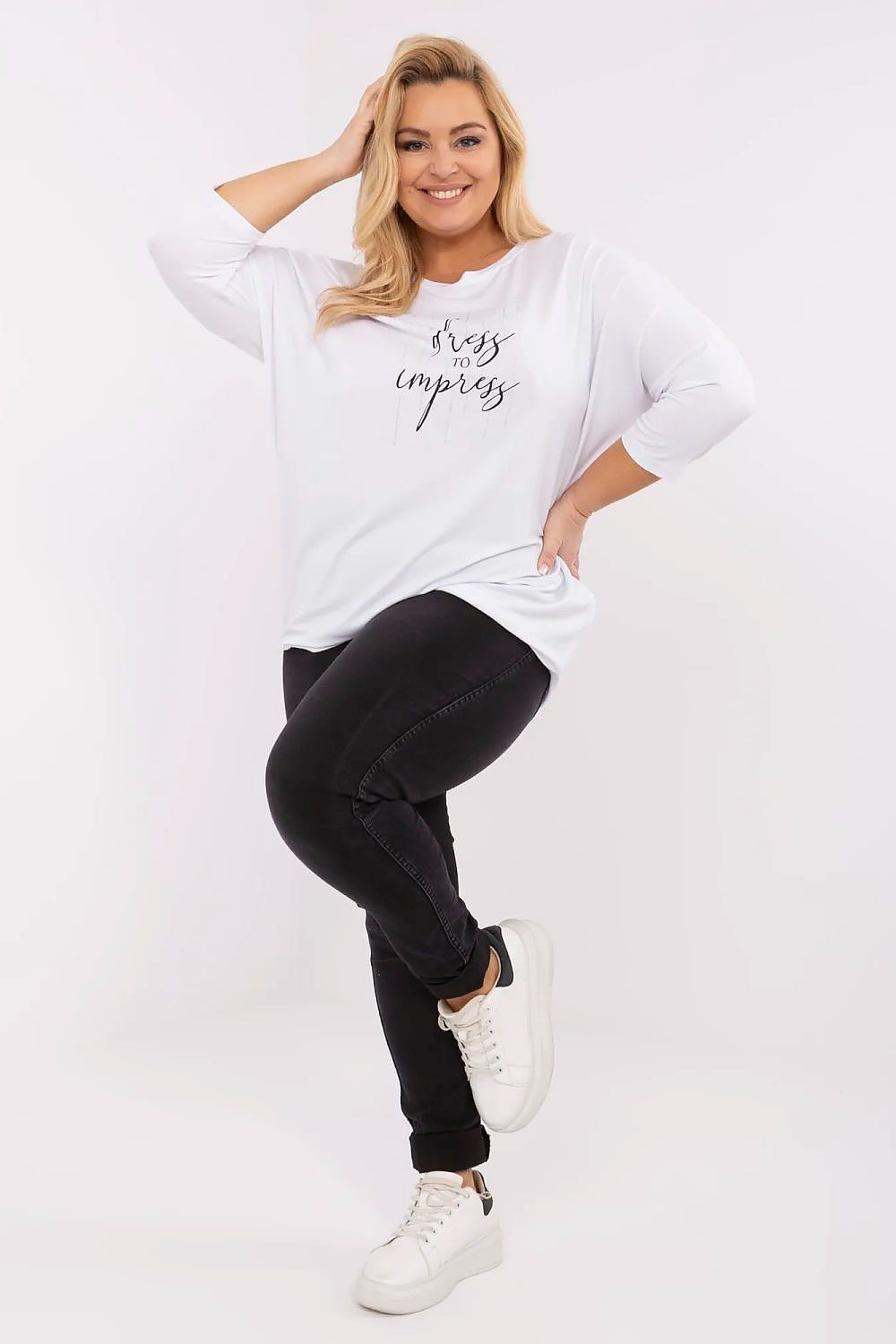 Chemisier grande taille Velmara blanc universelle | Zachoo