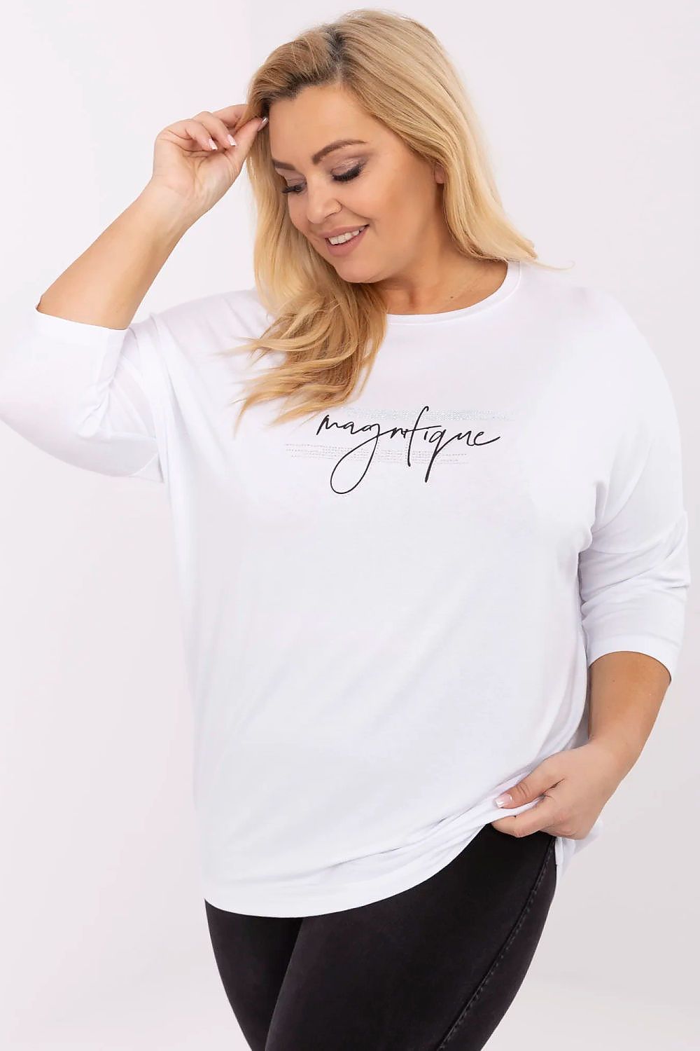 Chemisier grande taille Fluïna blanc universelle | Zachoo