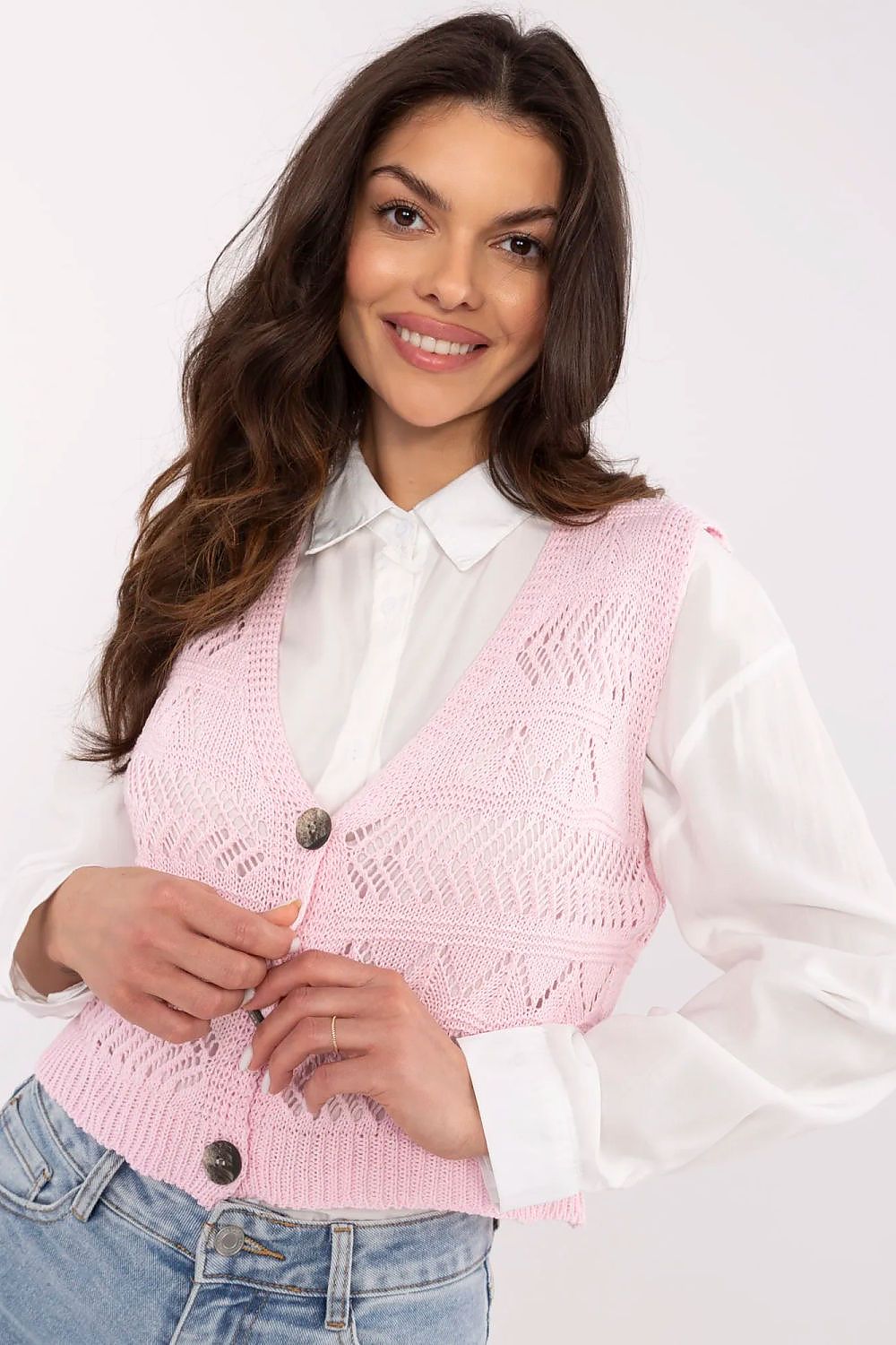 Gilet ajouré en maille coton Néloane | Zachoo