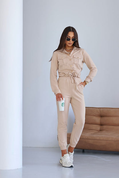 Ensemble femme en coton - Élan Chic beige universelle | Zachoo