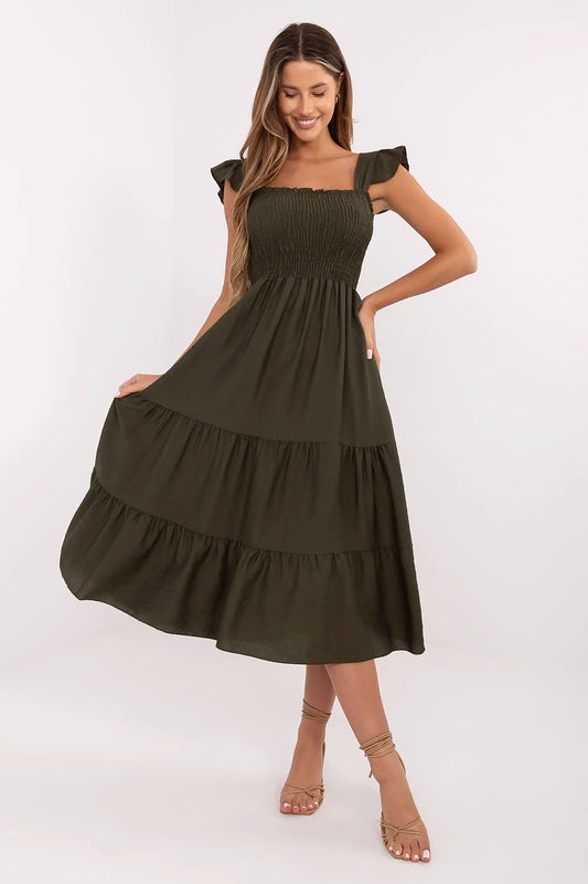 Robe d’été évasée Elenya vert universelle | Zachoo