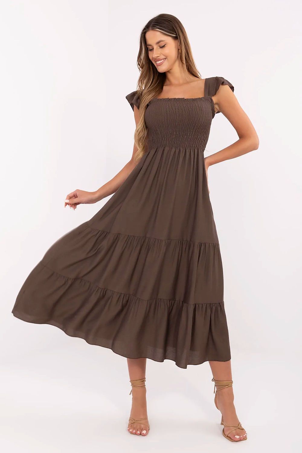 Robe d’été évasée Elenya brun universelle | Zachoo