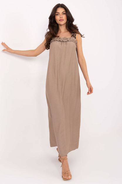 Robe de jour Solenya maxi beige universelle | Zachoo