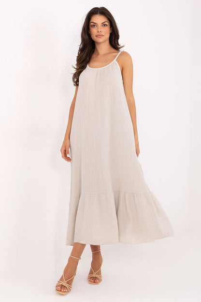 Robe de jour Lirava midi beige universelle | Zachoo