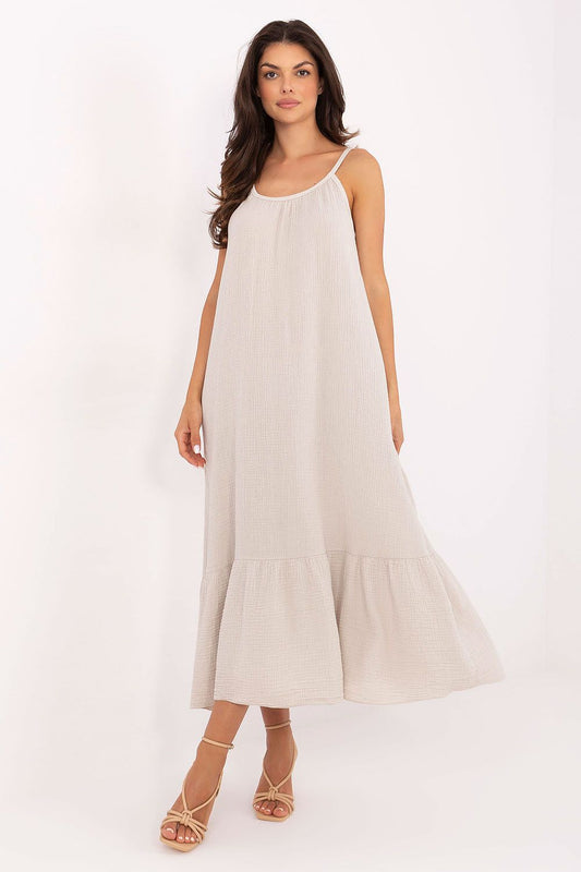 Robe de jour Lirava midi beige universelle | Zachoo