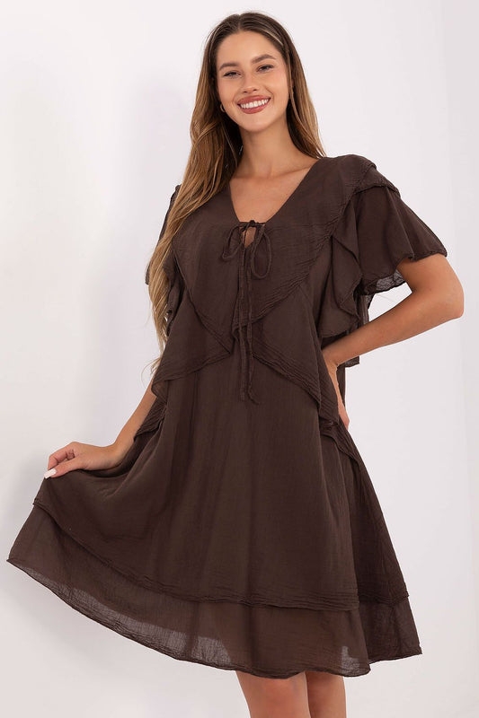 Robe bohème Liravelle coton brun universelle | Zachoo